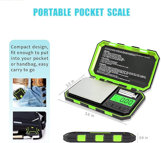 Fuzion Pocket Gram Scale, 500g x 0.01g Digital Jewelry Scale, 6 Modes Conversion Mini Scale with LCD Display, Tare for Herb, Food, Jewelry, Medicine