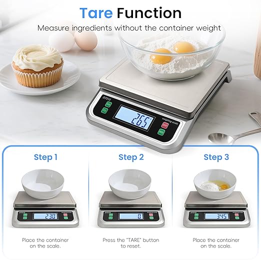 Large Kitchen Scale 40kg Food Scales for Kitchen with Tare and Pcs Funtion 88lbs Stainless Stee Tray Baking Scale for Cooking with Adapter, 6 Units(Silver, 40kg)