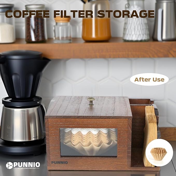 3 in 1 Coffee Filter Holder, Coffee Filters Storge Organizer with Lid for Home Kitchen Barista