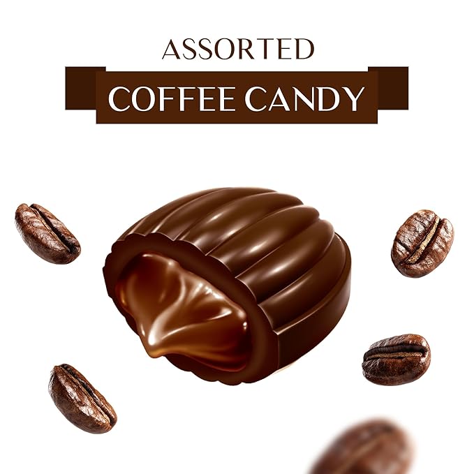 Maestro Massimo Coffee Candy with Center Filling, 3mg Caffeine per Candy, Individually Wrapped, Macchiato, Espresso, Cappuccino Flavored, 2.2 Pound Bulk Bag - Pack of 1