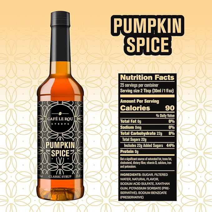 "NEW" Café Le Rou Pumpkin Spice Classic Syrup - 25.4 oz, 1 Pack with 1 Gold Pump Dispensers 25.4 Fl Oz (Pack of 1)