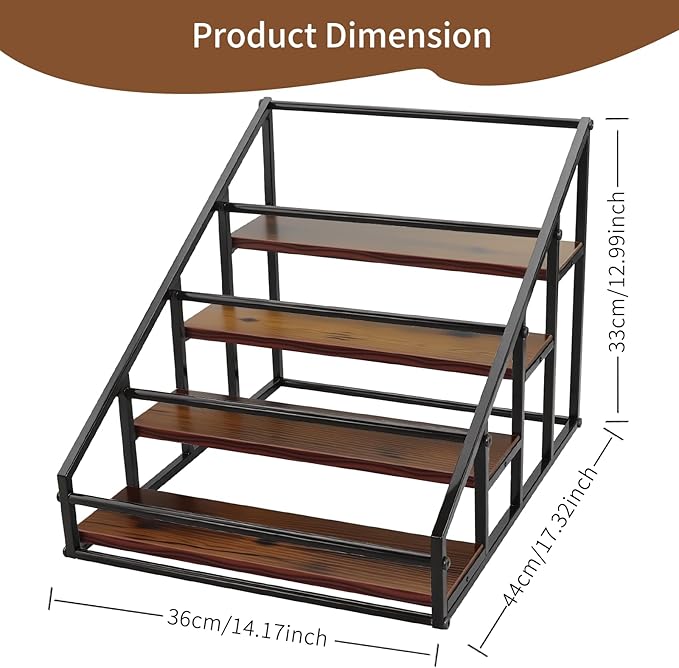 Coffee Syrup Organizer Rack, 4-Tier 16 Syrup Bottles Holder Stand for Freestanding Shelves for Coffee Bar Station,Kitchen, Syrup Wine Dressing Cocktail