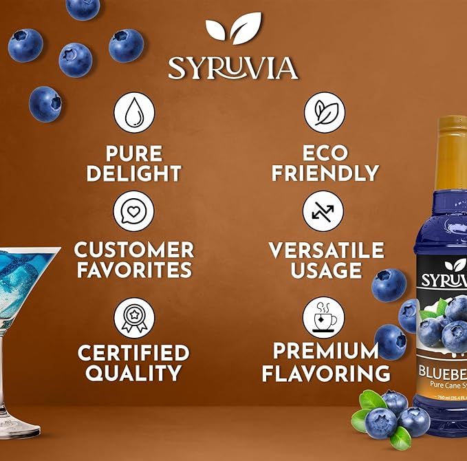 Syruvia Blueberry Syrup For Drinks 25.4 Ounces Blueberry Flavoring Syrup With Pump