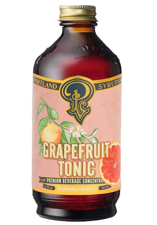 Portland Syrups Grapefruit Tonic Syrup - Craft Delicious Cocktails, Mocktails, Tea, Soda, Coffee Drinks, and More - 12 oz with 12 Servings (Pack of 1)