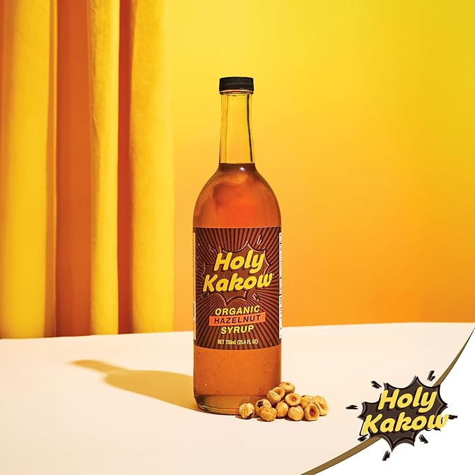 Holy Kakow Cafe Organic Hazelnut Syrup - Hazelnut Coffee Syrup, Organic Syrup for Coffee, Latte, Cocktail and Shake, Real Food Ingredients - 750ml