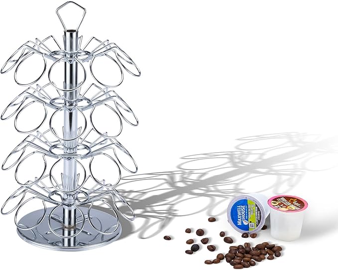 Rice rat K cup Holder Storage Coffee Capsules Pod Holder Carousel 3 Tier Compatible with 27 K-Cup Pods