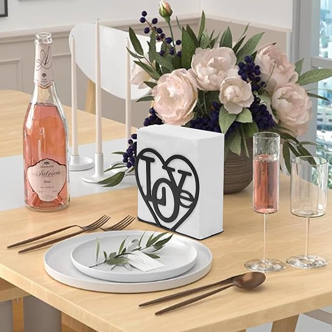 Napkin Holder for Table,Metal Napkin Holder for Kitchen Dining Farmhouse Cocktail Picnic Bar Rustic, Modern Napkins Holder for All Dining Room Decors (Letter)
