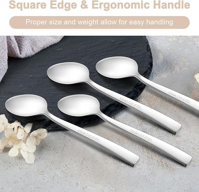 TeamFar Teaspoon Set of 24, 6.7 Inch Stainless Steel Mini Tea Spoons, Small Spoon Silverware for Coffee Tea Soup Dessert, Non-Toxic & Heavy Duty, Mirror Polished & Dishwasher Safe