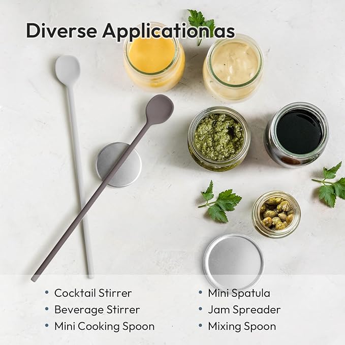 carrotez 9.9" Silicone coffee stirrer, Long Coffee Spoon, Reusable Iced Tea Spoon, Multipurpose Beverage Stirrer- Ivory