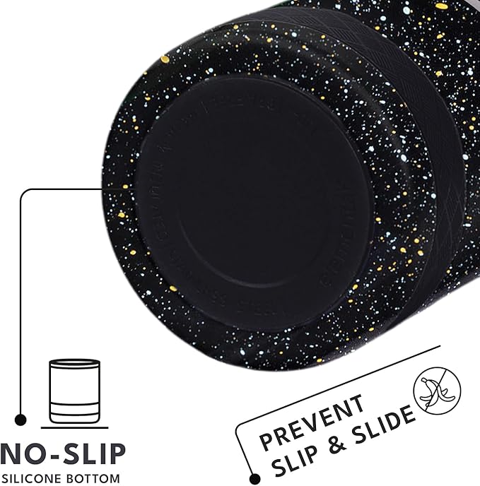 Elemental Recess Lowball Tumbler, 10oz Triple Wall Stainless Steel Cup with Non-Shattered Tritan Lid, Insulated Whiskey Glass, Insulated Coffee Tumbler Mug for Hot & Cold Drinks - Black Speckle