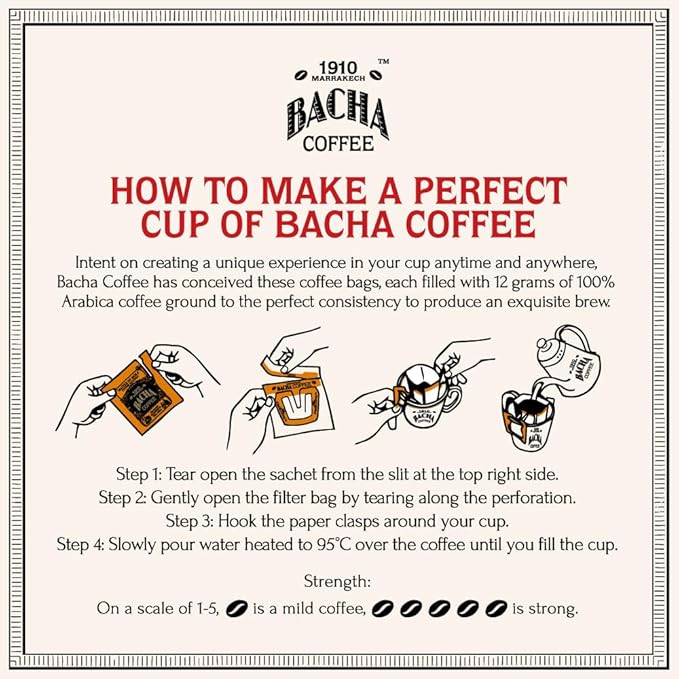 Bacha Coffee | Magic Istanbul Fine Flavoured, 100% Arabica Specialty Coffee Beans, Medium Roast, x12 Individually Wrapped Single Serve Filter Bags