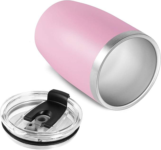 VEGOND Stainless Steel 12 oz Tumblers bulk Vacuum Insulated Double Wall Travel Tumbler with Lid and Straw Reusable Tumbler,Pink 12 pack