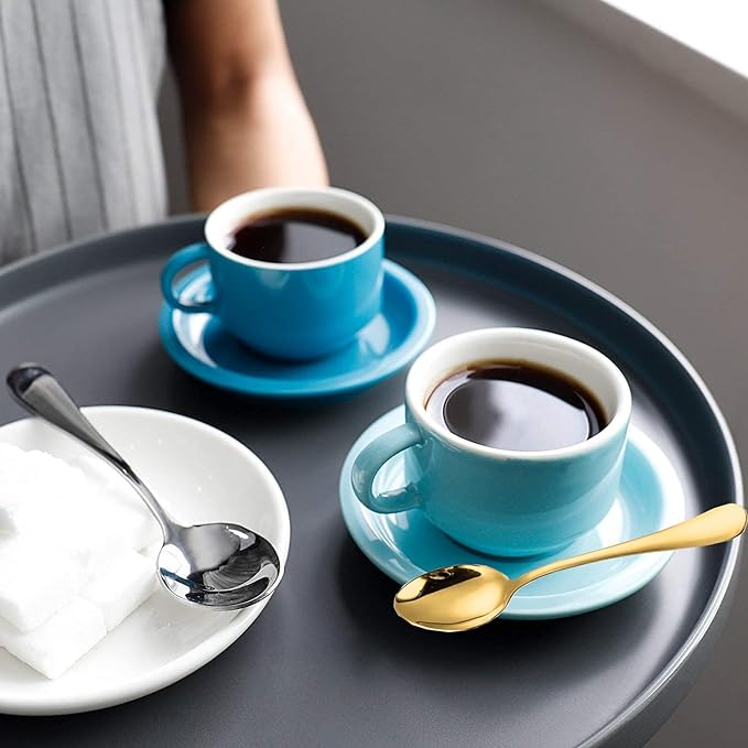 Wesdxc56 Demitasse Espresso Spoons, Mini Coffee Spoon, 5.5 Inches Stainless Steel Small Spoons for Dessert, Set of 6（Gold)