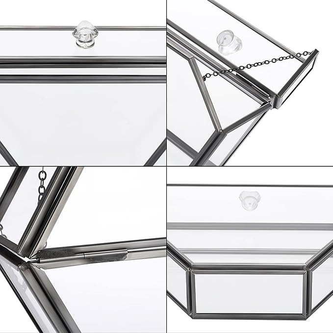 ELLDOO Black Glass Coffee Filter Holder Coffee Paper Storage Container Filter Paper Dispenser Rack with Dustproof Cover