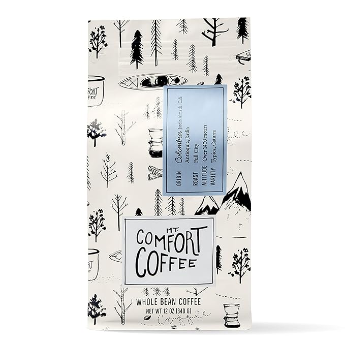Mt Comfort Coffee Colombia Full City Roast, 12 oz Bag - Bold & Robust Arabica Beans from Colombia, Full City Roasted for Rich Flavor - Sourced From Small, Colombian Coffee Farms - Roasted Whole Beans