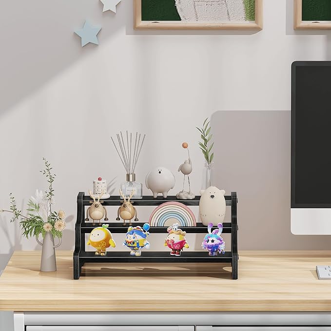 Wood Cologne Organizer for Men, 3 Tier Display Riser Stand with Handle, Perfume Organizer Cologne Stand, Retail Table Display Shelf for Craft Shows, Vendor Events, Black