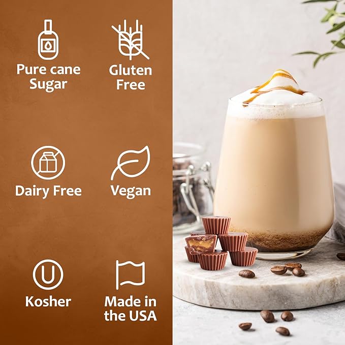 Syruvia Coffee Syrup, Peanut Butter Cup Flavored Syrup for Drinks, Lattes, and Desserts – 25.4 fl oz, With Pump