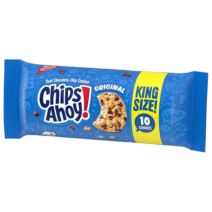 CHIPS AHOY! Original Chocolate Chip Cookies, 16 King Size Snack Packs (10 Cookies Per Pack, 2 Boxes)