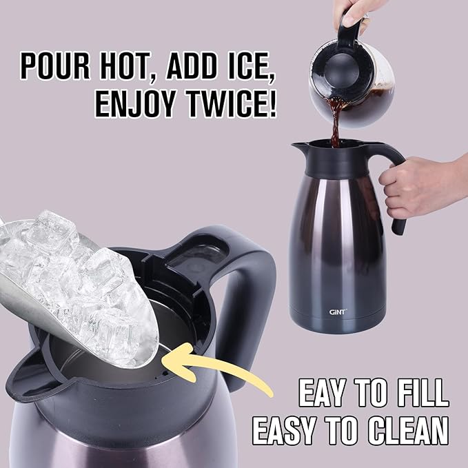 GiNT 2.2L / 74Oz Thermal Coffee Carafe, Insulated Stainless Steel Coffee Carafes for Keeping Hot/Double Walled Vacuum Thermal Carafe (Purple)