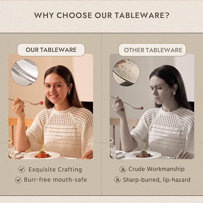 KINGSTONE Dinner Spoon Set, 16-Piece Tablespoons Silverware Spoons, Premium Food Grade Stainless Steel Spoons, Mirror Finish & Dishwasher Safe, Use for Kitchen, Home, Wedding, Party