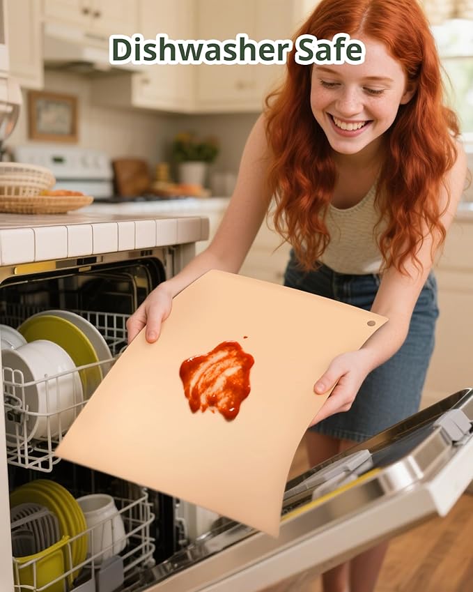 Bamboo Serving Tray with Handle, Breakfast in Bed Tray with Removable Silicone Mat, for Pantry Living Room Bathroom Tea Bar