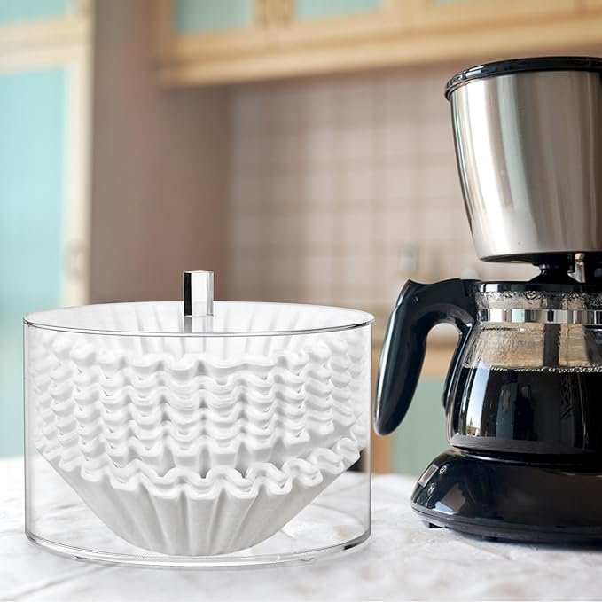 Peohud Coffee Filter Holder, Acrylic Coffee Pod Holder with Lid, Reusable Coffee Filter Storage Container, Stylish Coffee Filter Dispenser for Coffee Bar, Kitchen Countertop