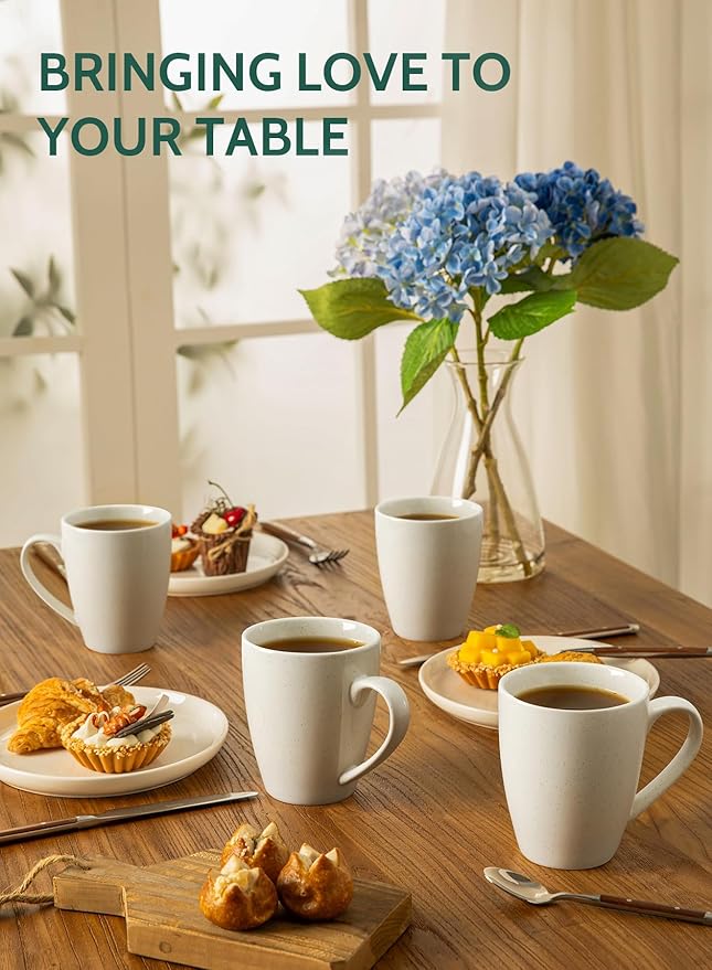 Sweese Porcelain Coffee Mugs - 16 Ounce (Top to the Rim) for Coffee, Tea, Cocoa, Set of 4, Dove Grey