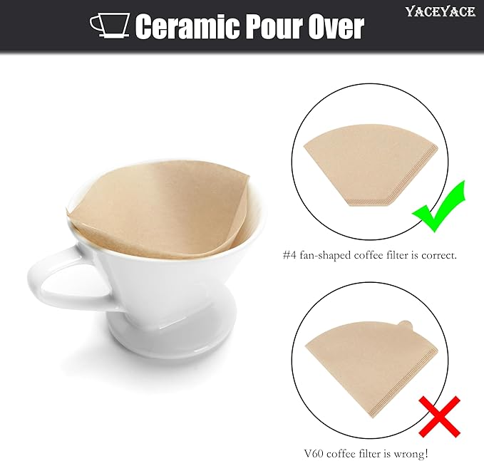 Pour Over Coffee Maker, Single White Ceramic Coffee Dripper with 3 Holes, Large Coffee Pour Over for Shop, Office, Home