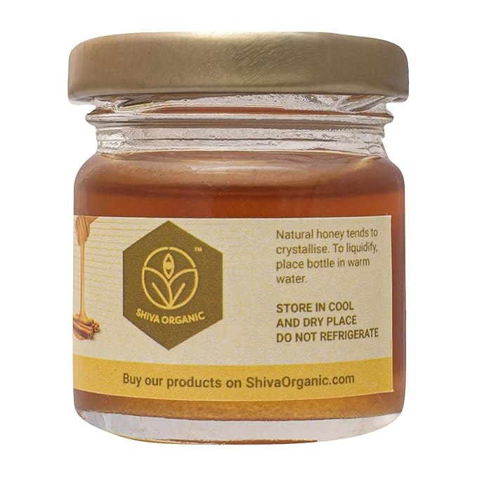 Shiva Organic Cinnamon Infused Honey - 100% Natural and Pure Organic Honey - GMP Certified 1.76 Ounces (50g))