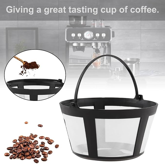Reusable Coffee Filter Baskets 4-Pack, Compatible with Mr. Coffee, Black & Decker, Cuisinart & More, White, Small