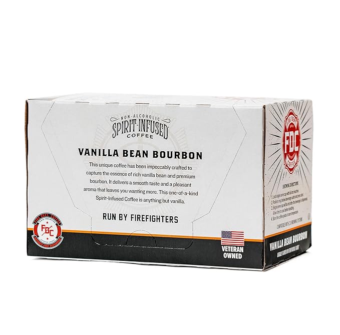 Fire Department Coffee - Vanilla Bourbon Coffee K Cups - Gives Back to Firefighters - Premium Vanilla Bean Bourbon Infused Pods - Non-Alcoholic - Roasted in the USA - Veteran Owned - 12 Single Pods