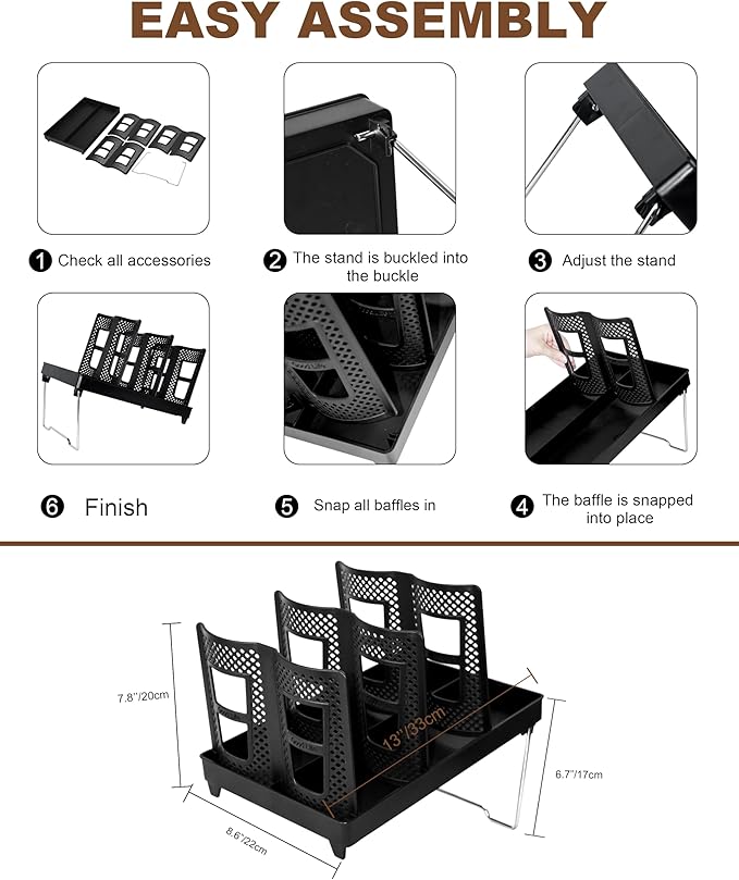 Coffee Cup Holder,Cup and Lid Dispenser with Stand,Disposable Cups Organizer,6 Slots,for Coffee Station,Bar,Office,Home,Restaurant,Breakroom,Countertop
