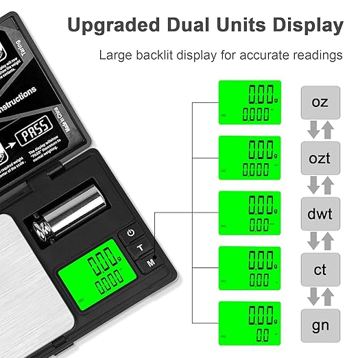 Fuzion Gram Scale Digital Pocket Scale, CASH-200 x 0.01g Digital Grams Scale, Jewelry Scale, Small Food Scale Mini Gram Scale with Dual Display, Calibration Weight