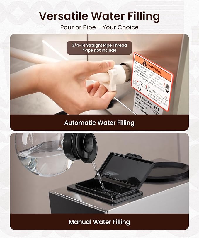 SYBO Commercial Coffee Maker 12 Cup, Pour Over Drip Coffee Maker Brewer with 3 Lower Warmers, Stainless Steel Cafetera