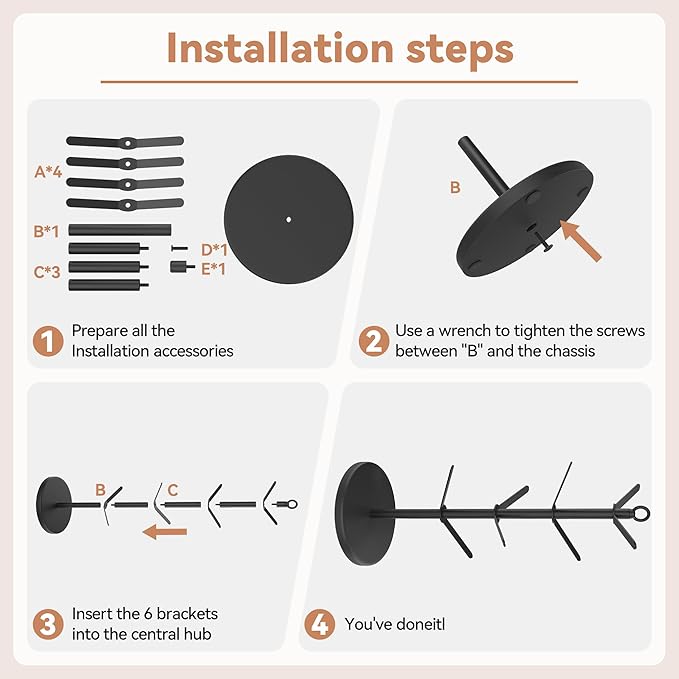 simesove Coffee Mug Holder, Non-Slip Cup Tree with 8 Hooks, Wood Stand Organizer for Counter, Bar and Kitchen Home Decor (Black)