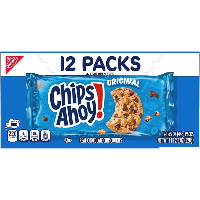 CHIPS AHOY! Original Chocolate Chip Cookies, 48 Snack Packs (4 Cookies Per Pack, 4 Boxes)