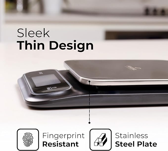 Fradel 0.1g Digital Kitchen Food Scale in Grams & Ounces - 11lb, for Cooking, Baking, Weight Loss - Square