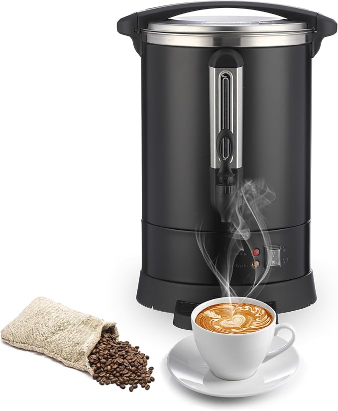 Garvee Commercial Coffee Urn,120 Cup-18L,Hot Water Dispenser with Percolator, Stainless Steer Hot Beverage Thermos, Easy Two Way Dispenser,Black