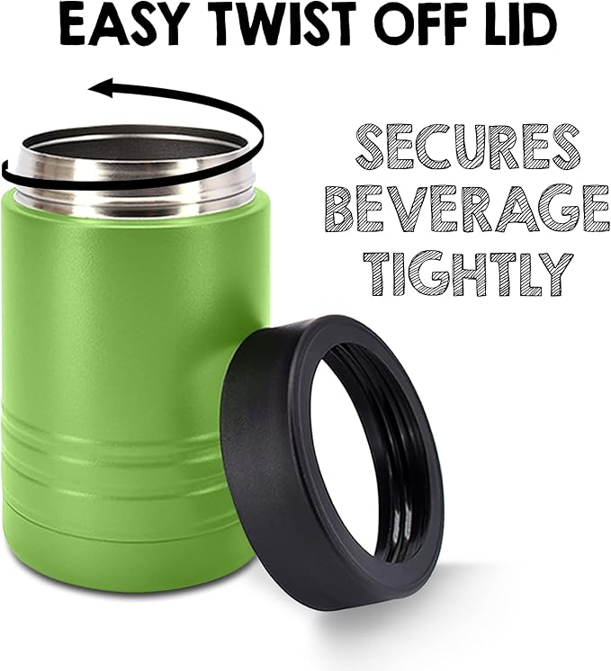 Clear Water Home Goods - 12 oz Stainless Steel Double Wall Vacuum Insulated Can or Bottle Beverage Cooler - Powder Coated Olive Drab Green - 6 Pack