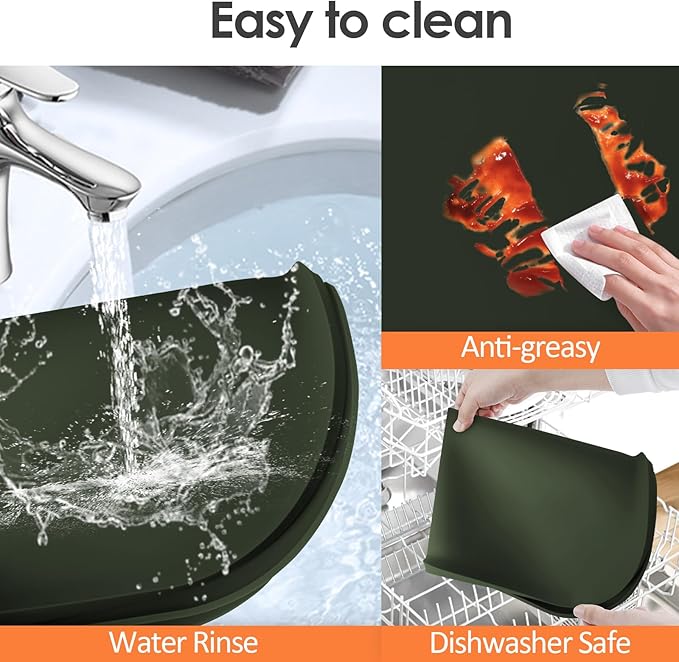 Silicone Coffee Maker Mat with Lip, 17.4'' x 10.6'' Heavy Duty Coffee Maker Mat for Countertops, Coffee Tray Fit Under Coffee Machine Appliance Automatic Machines Espresso Accessory, Dark Olive