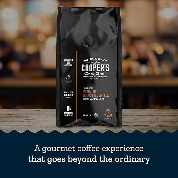 Organic Cold Brew Coffee Peru Reserve Single Origin Peruvian Coarsely Ground - 5 lb. Bag - Medium Roast