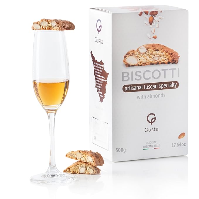 Original Almond Italian Biscotti Cookies - Made in Tuscany, Italy - Classic Two Bites Size - All Natural Ingredients - Fresh & Genuine Italian Dessert Treats - 8.82oz