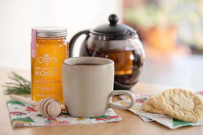 Bee Harmony Berry Blossom American Raw Honey, 12 OZ Each, Pack of 2