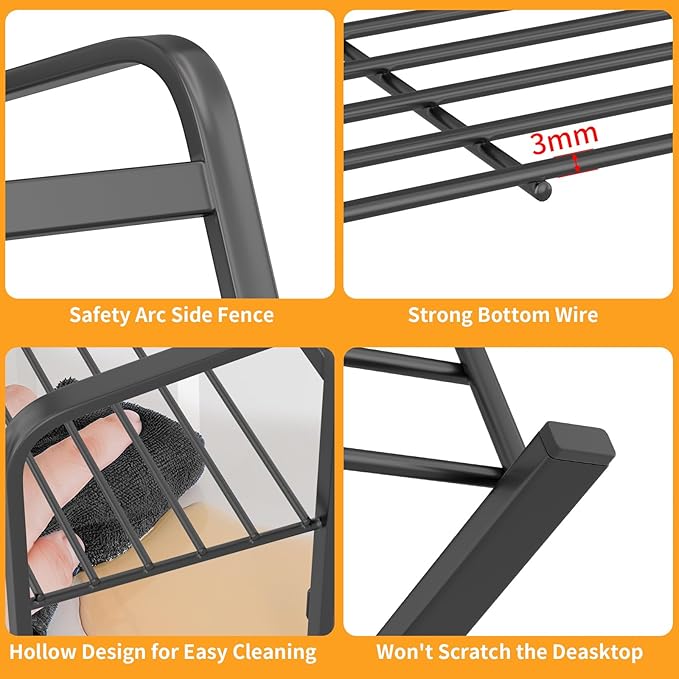 Coffee Syrup Organizer 3-Tier, 12 Bottles Capacity Coffee Syrup Rack, Metal Syrup Stand for Spice, Wine, Liquor, Bottle, Coffee Bar Station Racks Magnetic, No Installation, Black