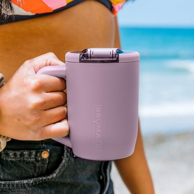 BrüMate Müv - 15oz 100% Leak Proof Insulated Coffee Mug with Handle & Lid - Stainless Steel Coffee Travel Mug - Double Walled Coffee Cup (Lavender)