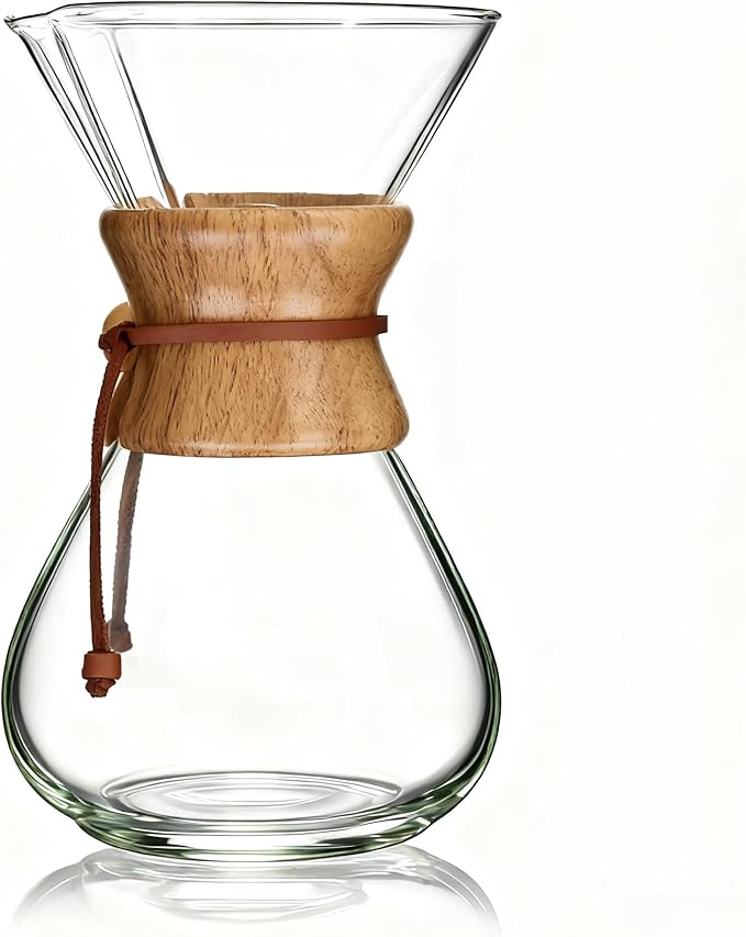 AGOGO Pour Over Coffee Maker Set Glass Coffee Maker with 50pcs Filter Paper -for Home, Office, Camping, Cafes - Easy Clean Coffee Dripper Set (Rag&Brush Included) (8 Cup/28 oz)