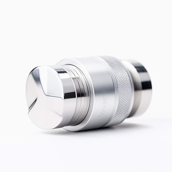 Crema Coffee Products 39.25mm Hand Tamper & Coffee Distributor | Compatible with Flair Classic, Signature,and Neo | Double-Sided, Adjustable Depth Tool | Made with Durable 304 Stainless Steel | Silver