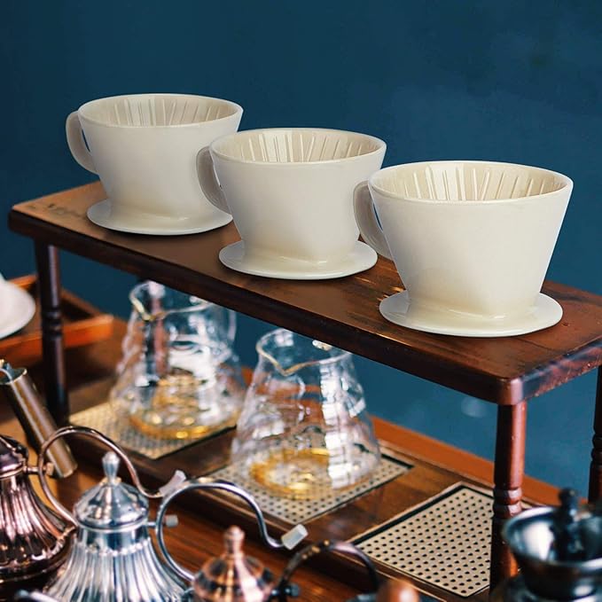 Yeeco White Coffee Dripper, Ceramic Filter Size 02, Manual Pour Over Dripper for Home, Office & Cafe