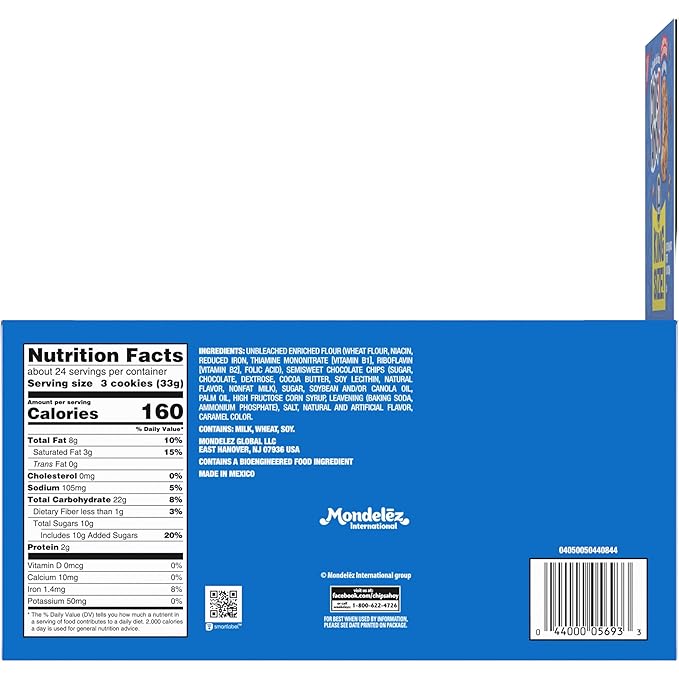 CHIPS AHOY! Original Chocolate Chip Cookies, 16 King Size Snack Packs (10 Cookies Per Pack, 2 Boxes)