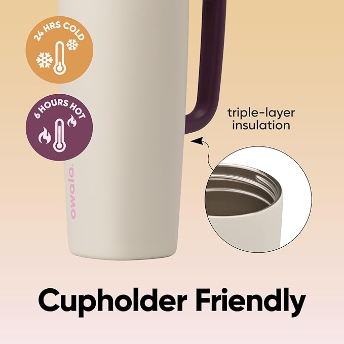Owala SmoothSip Slider Stainless Steel Insulated Travel Mug with handle, 100% Leak Proof, For Hot and Cold Drinks, Travel Friendly with Sliding Lock Lid, 24 oz, BPA Free, Leak Proof, High Dive